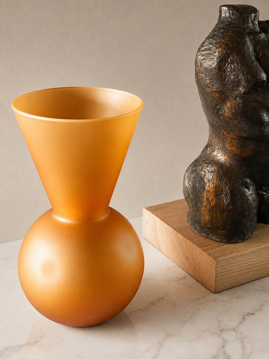 Vintage orange glass paste vase