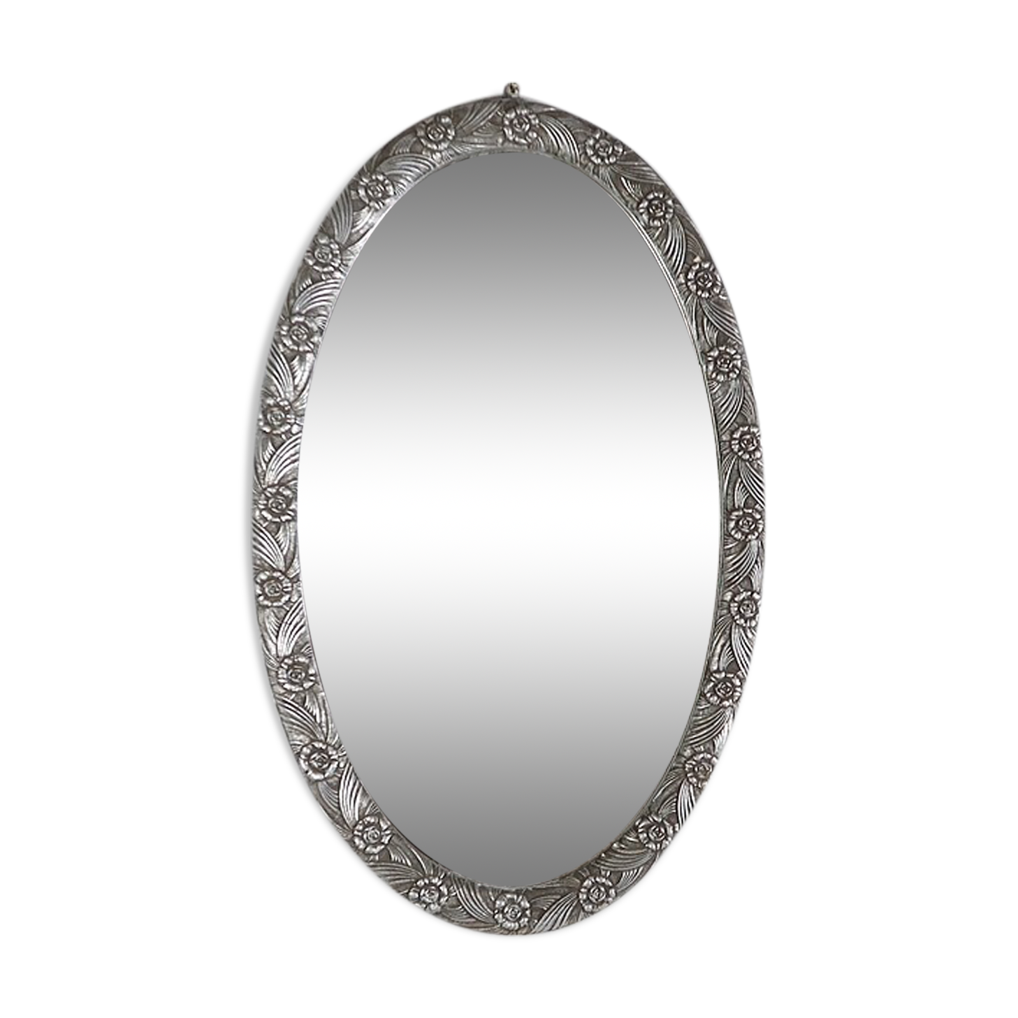 Oval mirror with silver frame, art nouveau, 1900