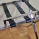 Luggage rack in chrome steel and leather 80s