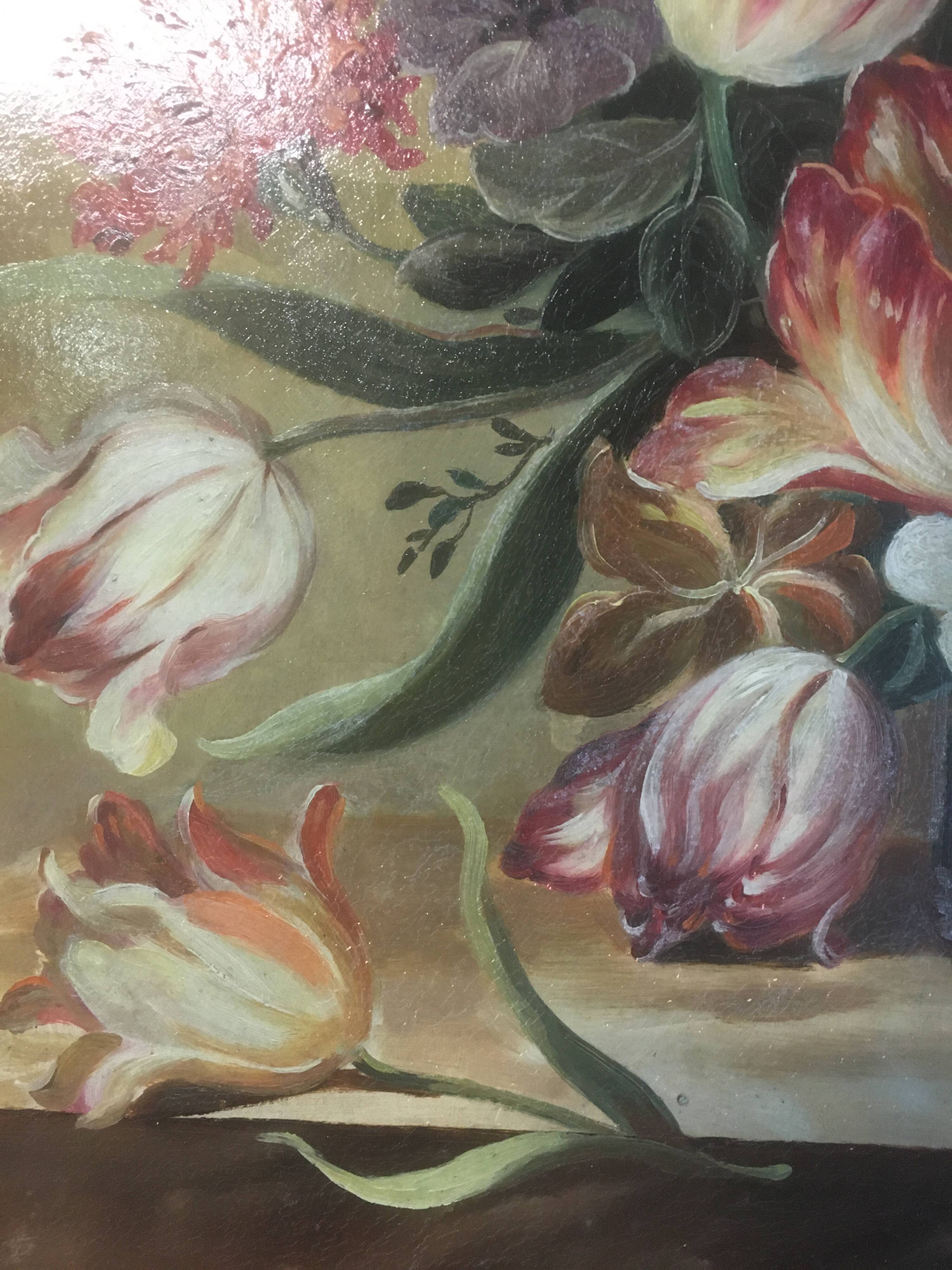 Flower bouquet composition on canvas 91x71.