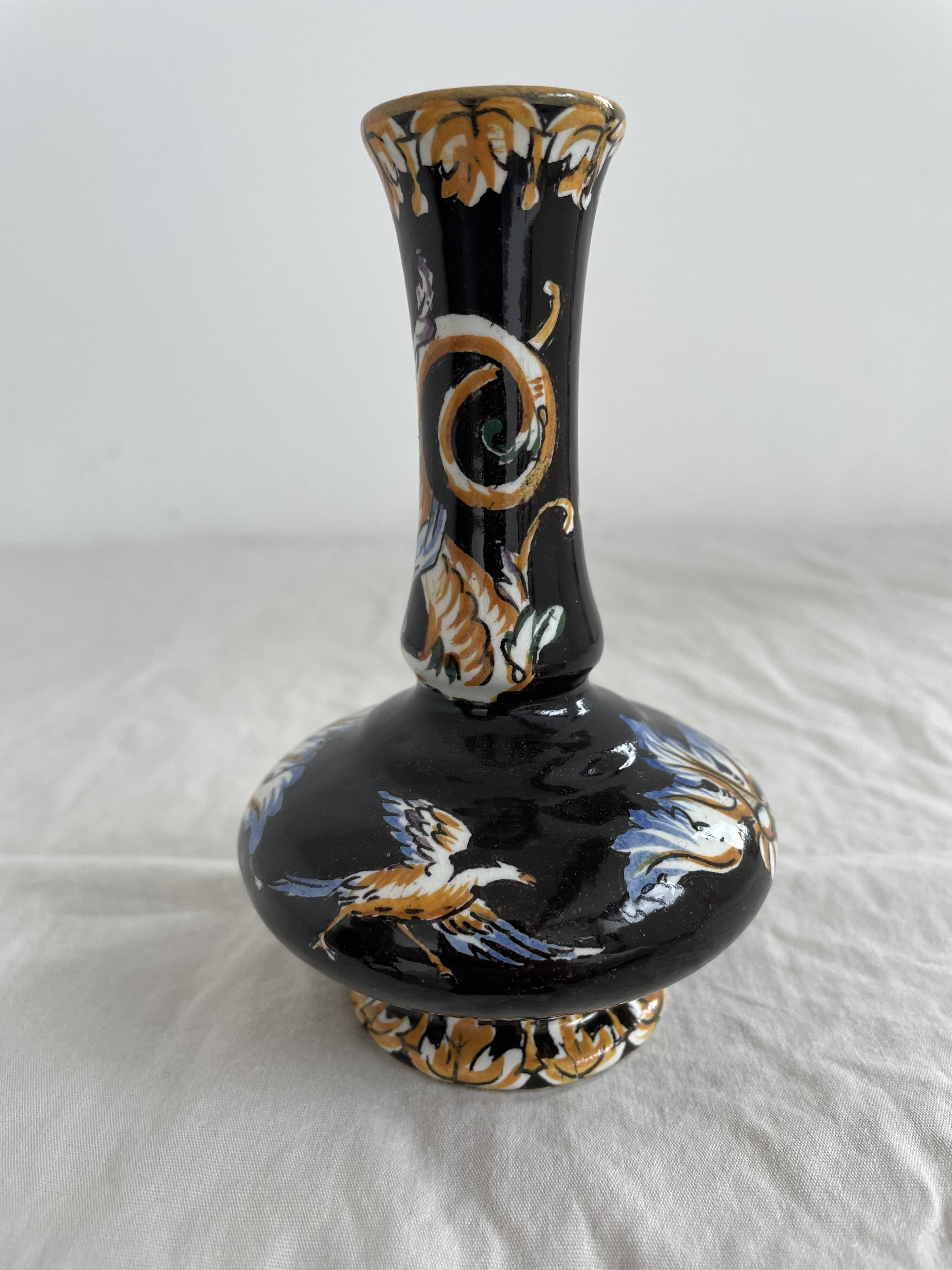 Vase faïence Gien, décor Renaissance italienne, décor Italien Thibault