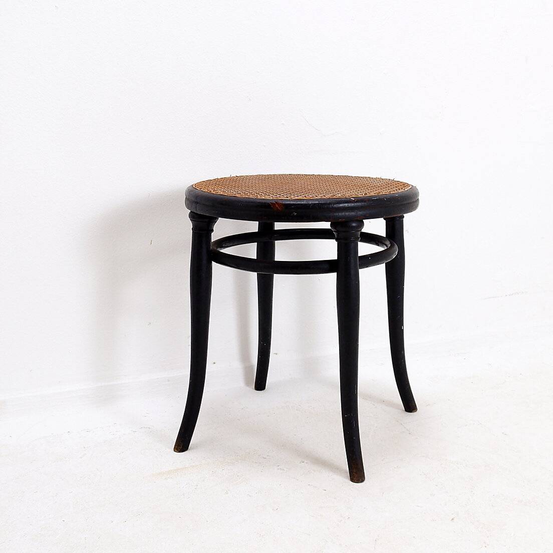 Thonet black bentwood stool - 20th