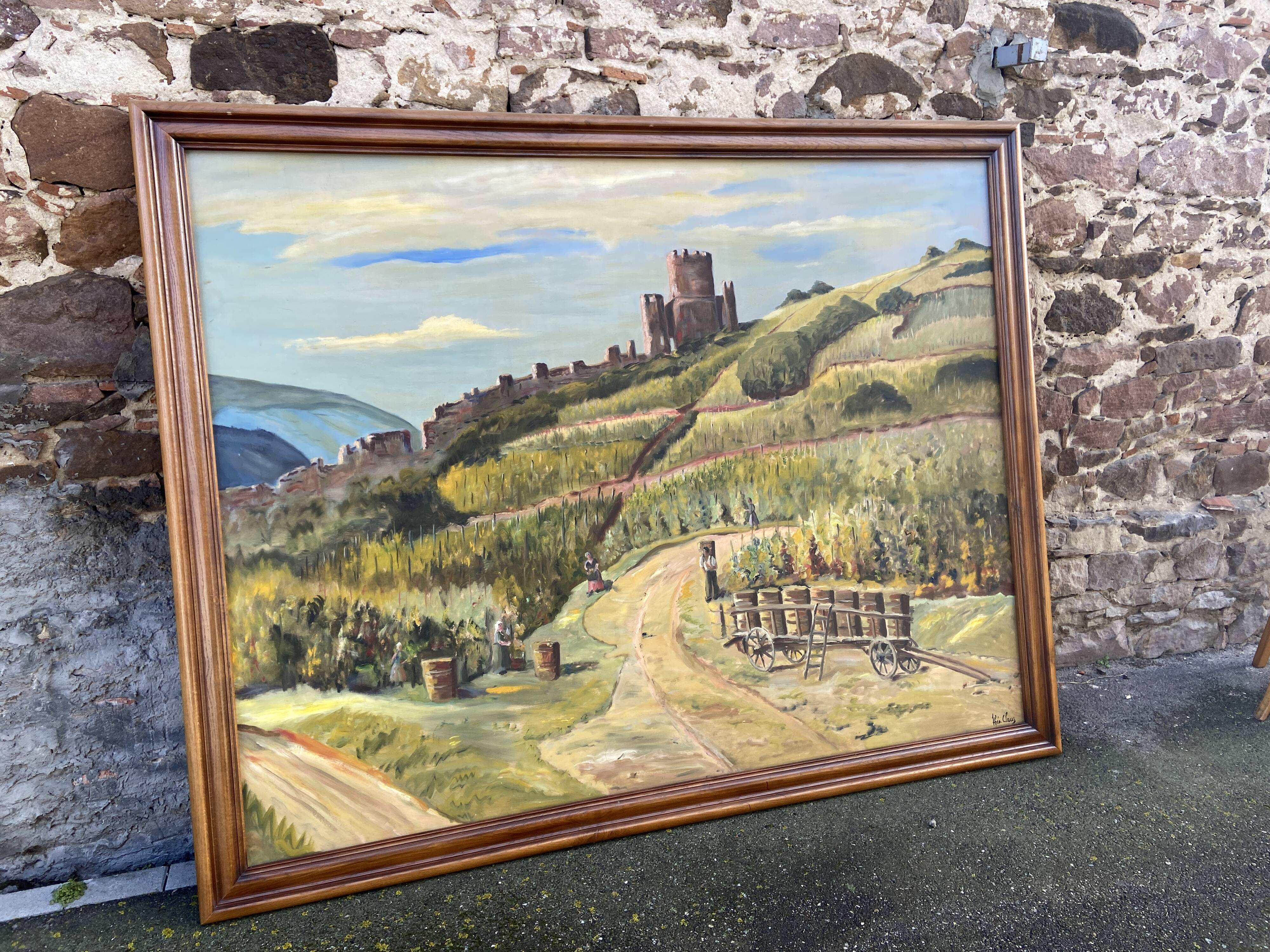 XXXL painting Alsatian landscape VINE Viticulture Harvest Vineyard By Théo