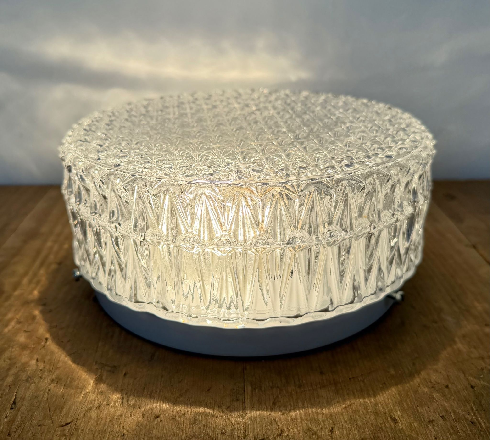 Vintage Glass Wall or Ceiling Light, 1970s