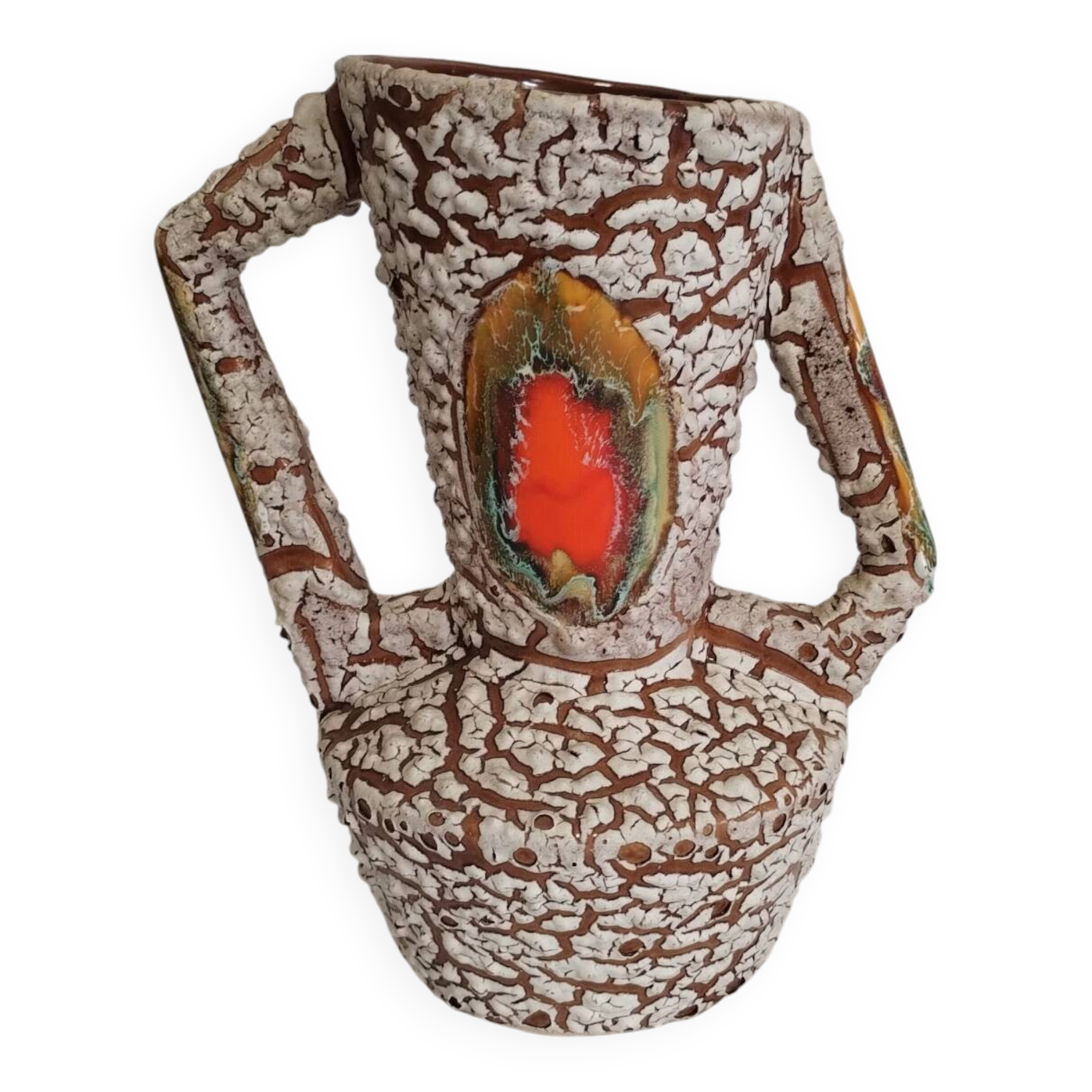 Cracked ceramic vase from the 70s