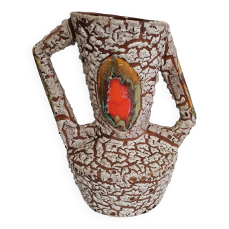 Vase en céramique craquelée année 70