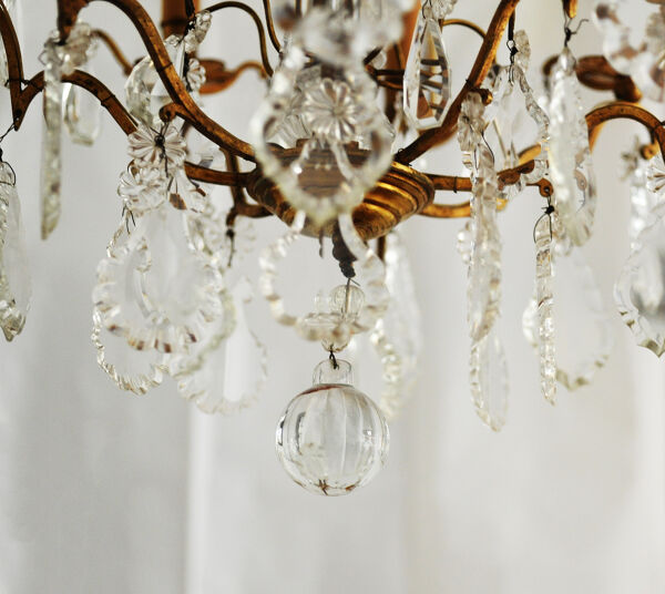 Lustre à pampilles 8 branches XIXième