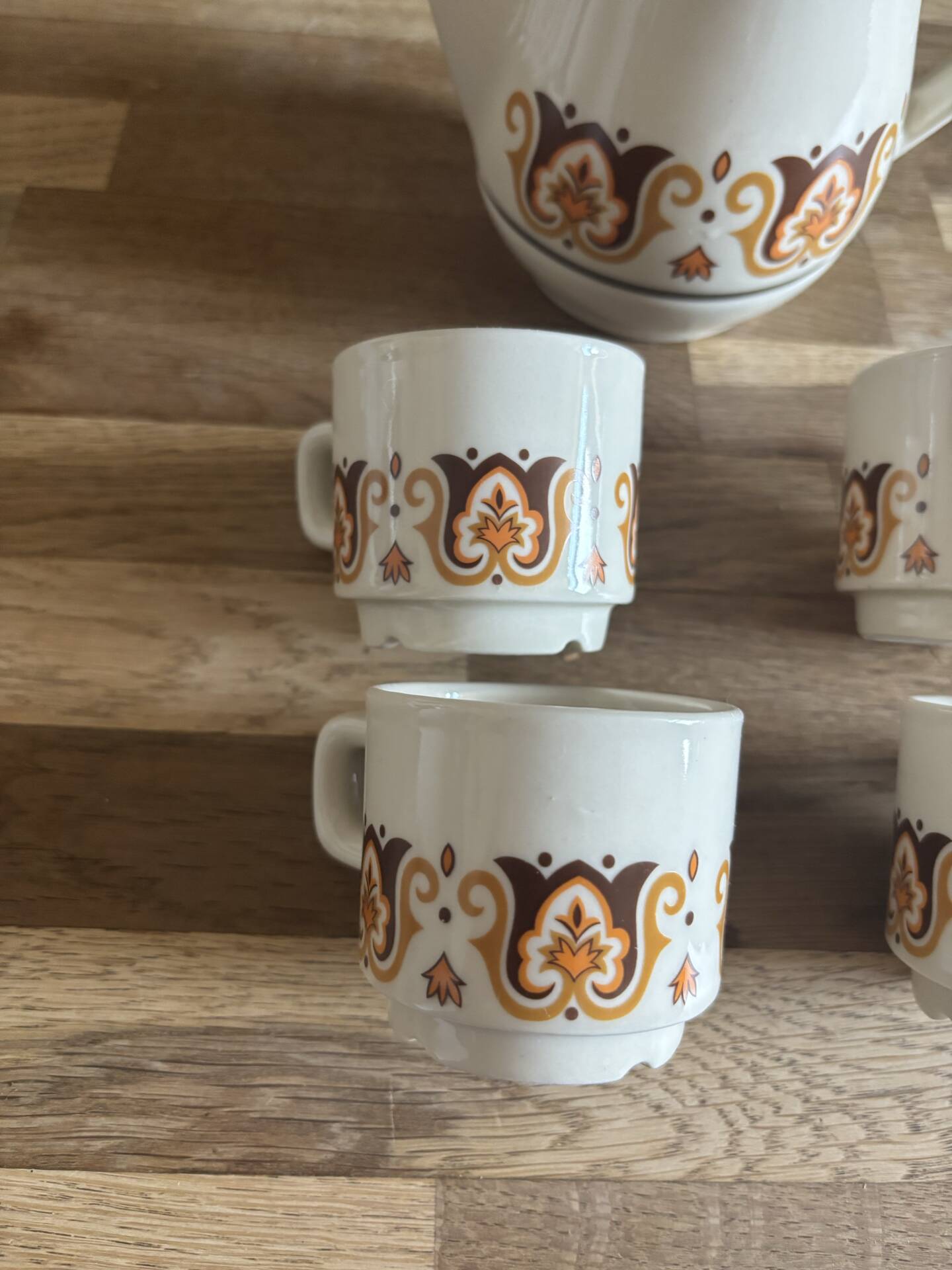 Vintage coffee service Nomar Jet – Coffee maker + 4 cups – Porcelain