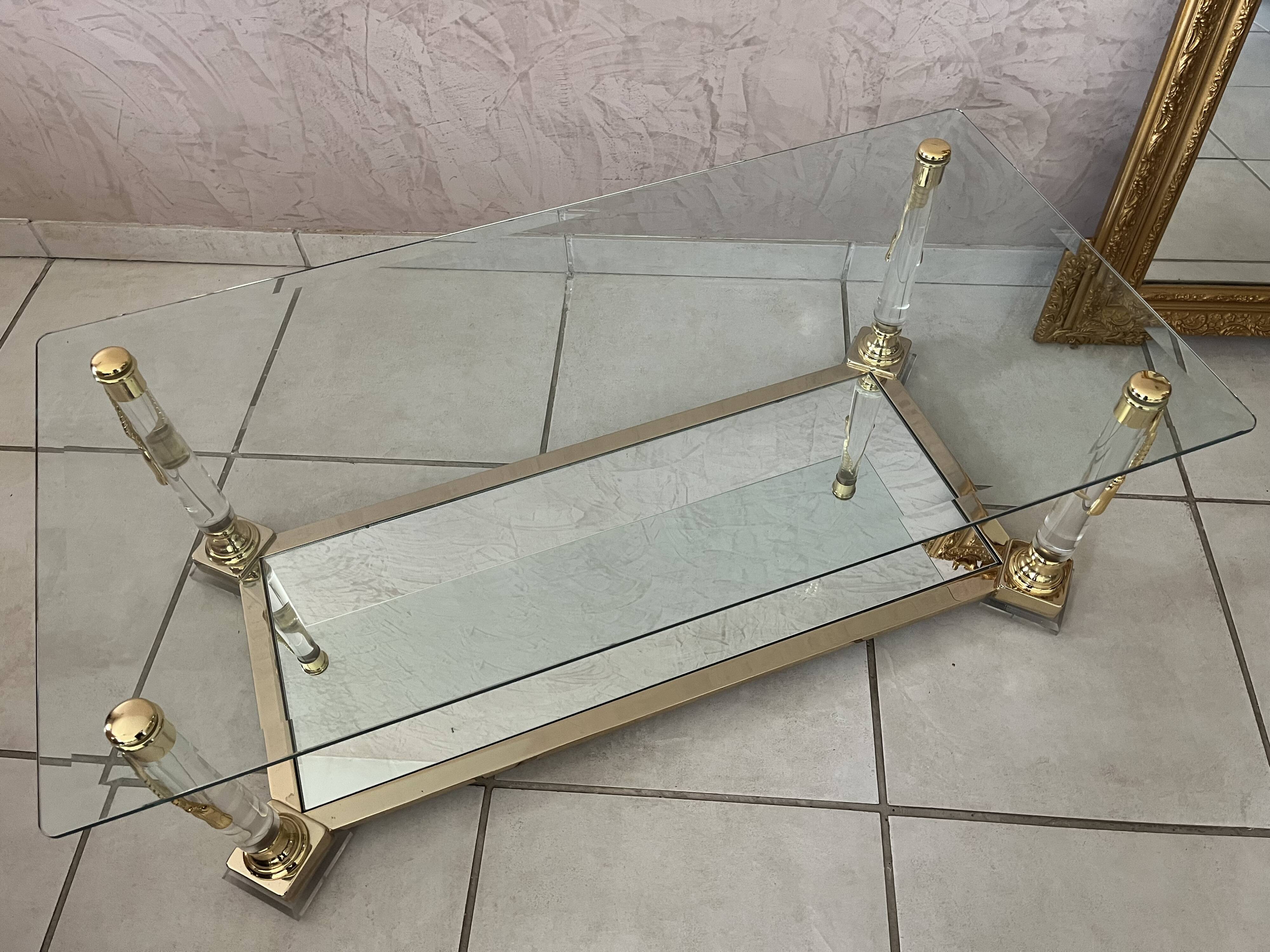 Hollywood Regency Glass Coffee Table