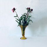 Vase tulipe ancien en verre ambré