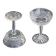 6 champagne glasses in glass and transparent crystal, antique chiseled