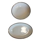Set of 2 antique porcelain dishes gareis waldassen bavaria white with gold border