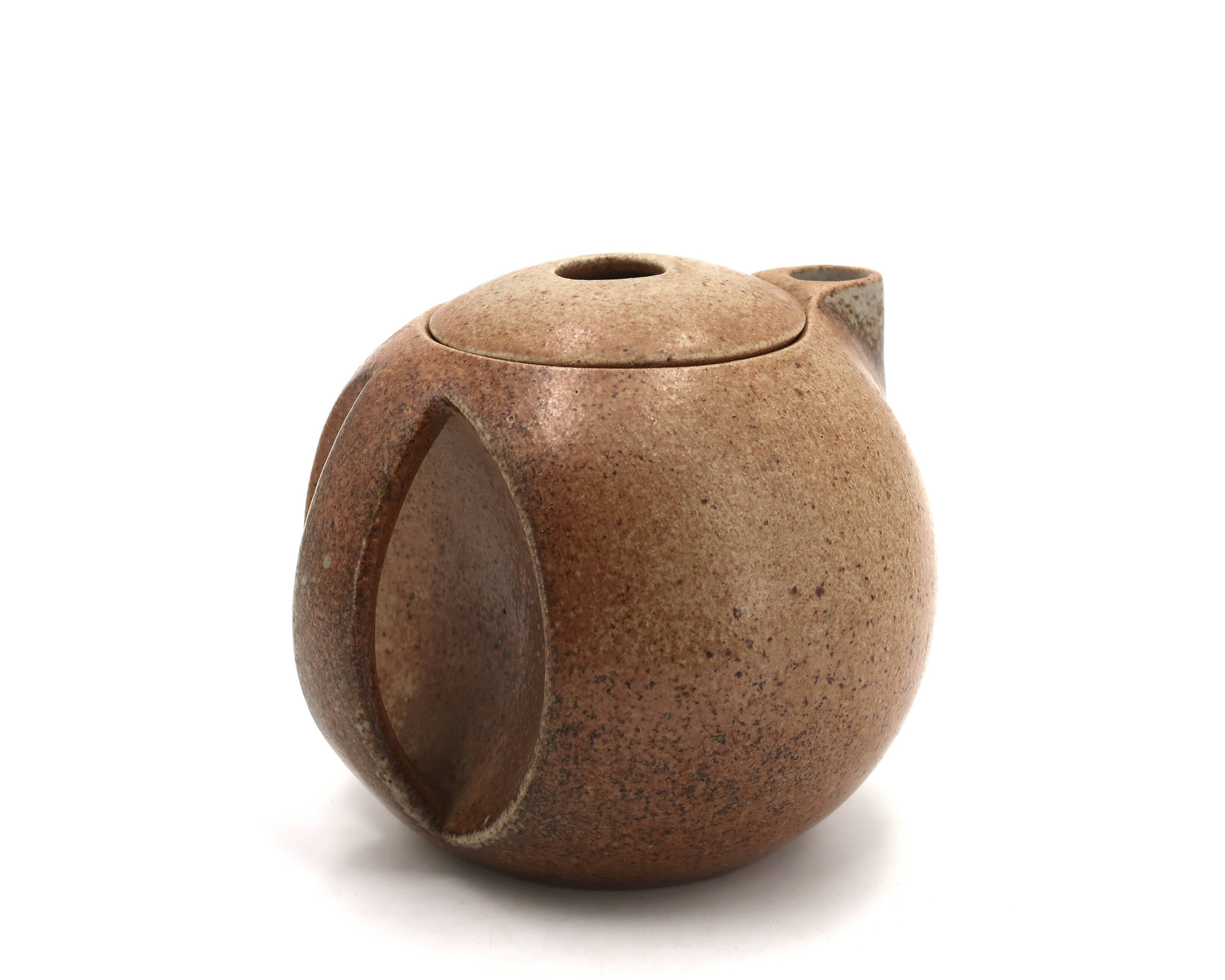 Modernist stoneware ceramic teapot by Michel Lévêque, 1950s