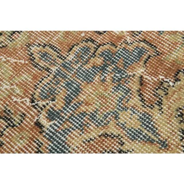 Tapis turc Oushak fait main en laine et coton orange des années 1970 203x312
