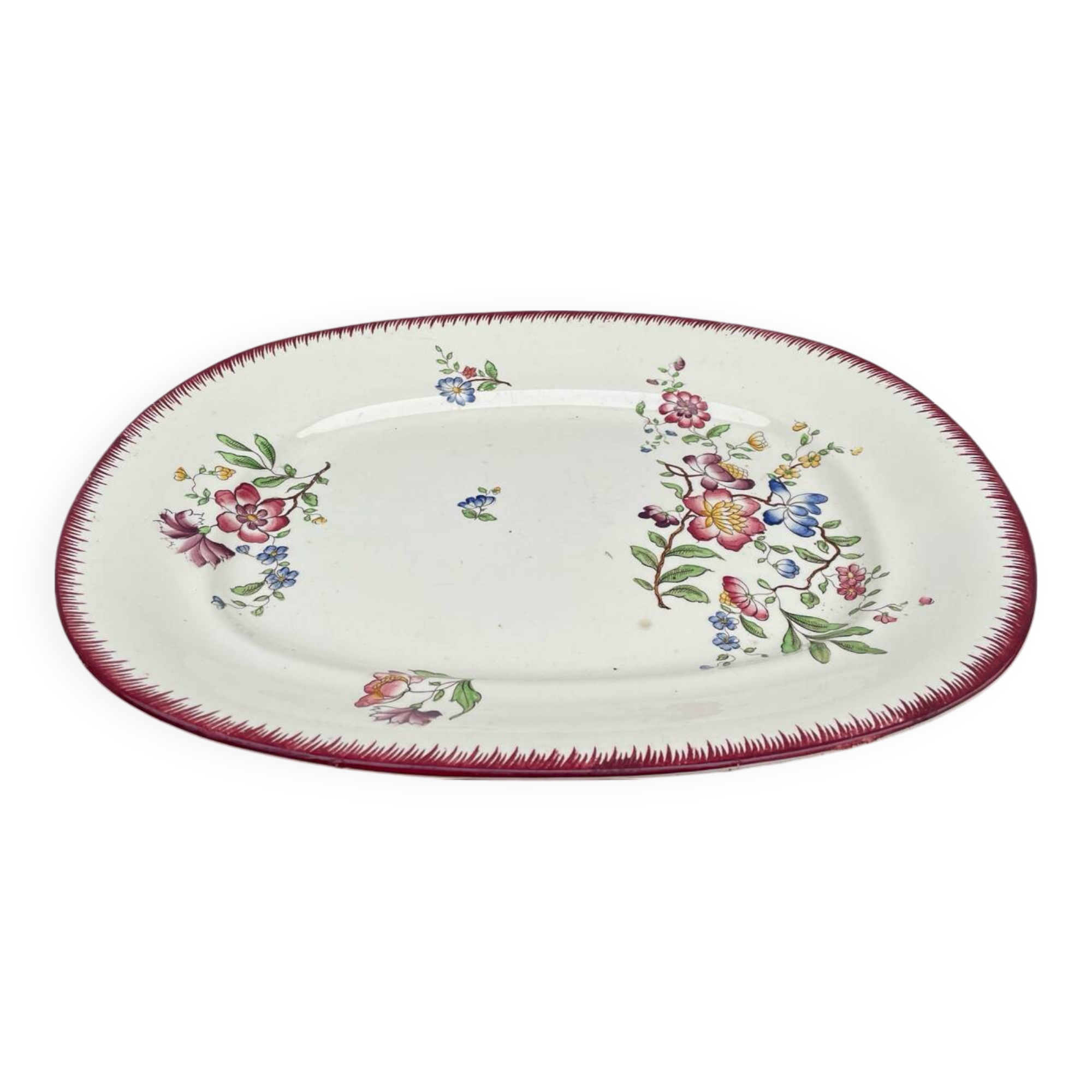 Strasbourg ironstone serving dish with Sarreguemines flowers