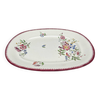 Plat de service terre de fer Strasbourg fleurs Sarreguemines