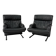 chaises postmodernes en cuir noir, années 1980