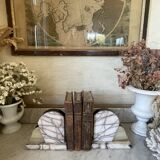 Vintage pair of marble and onyx Art Deco bookends.