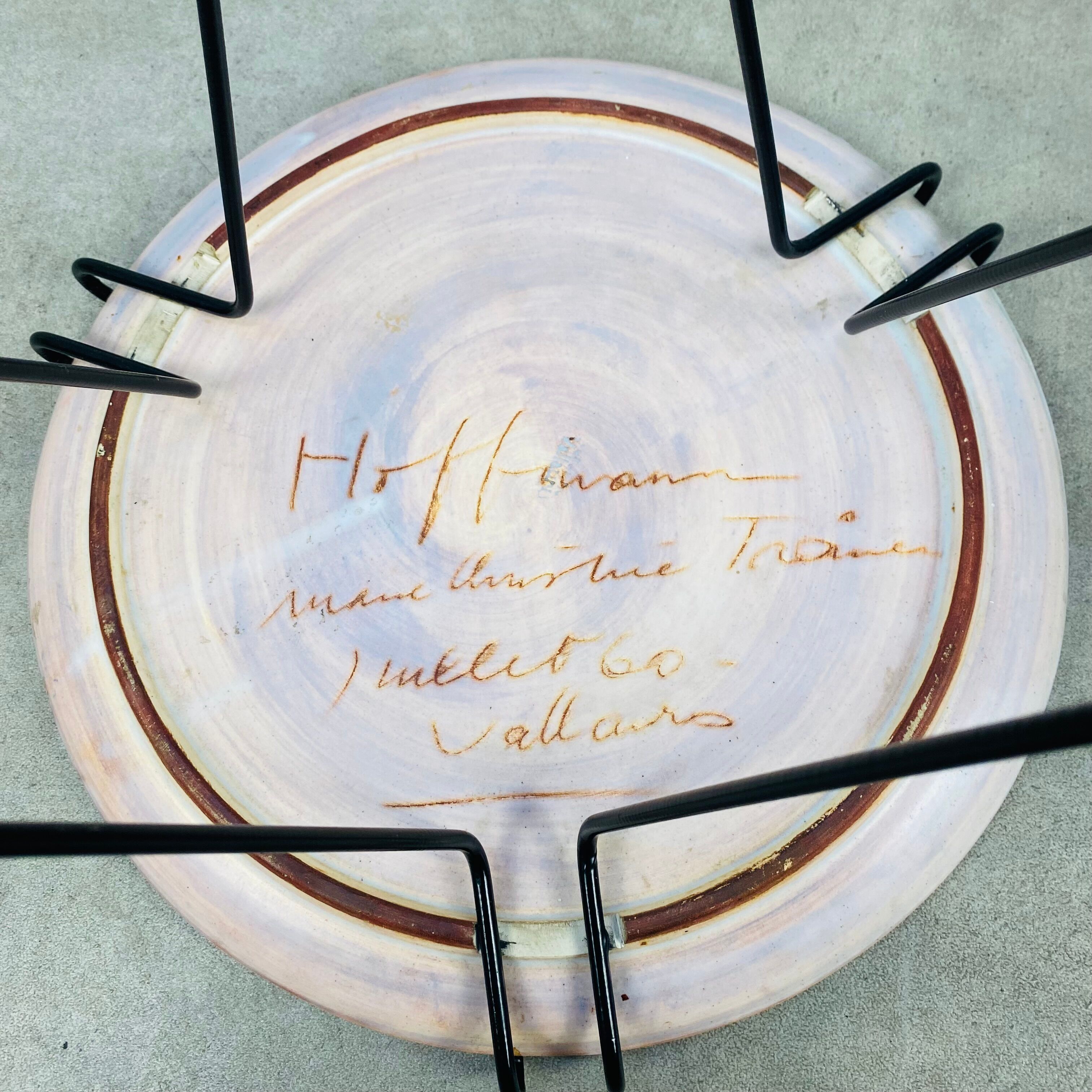 Side table and vase signed MC Treinen ceramic from Vallauris 1950s