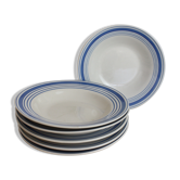 Set of 6 hollow white and blue ceramic plates