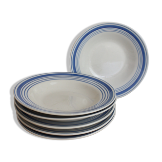 Set of 6 hollow white and blue ceramic plates