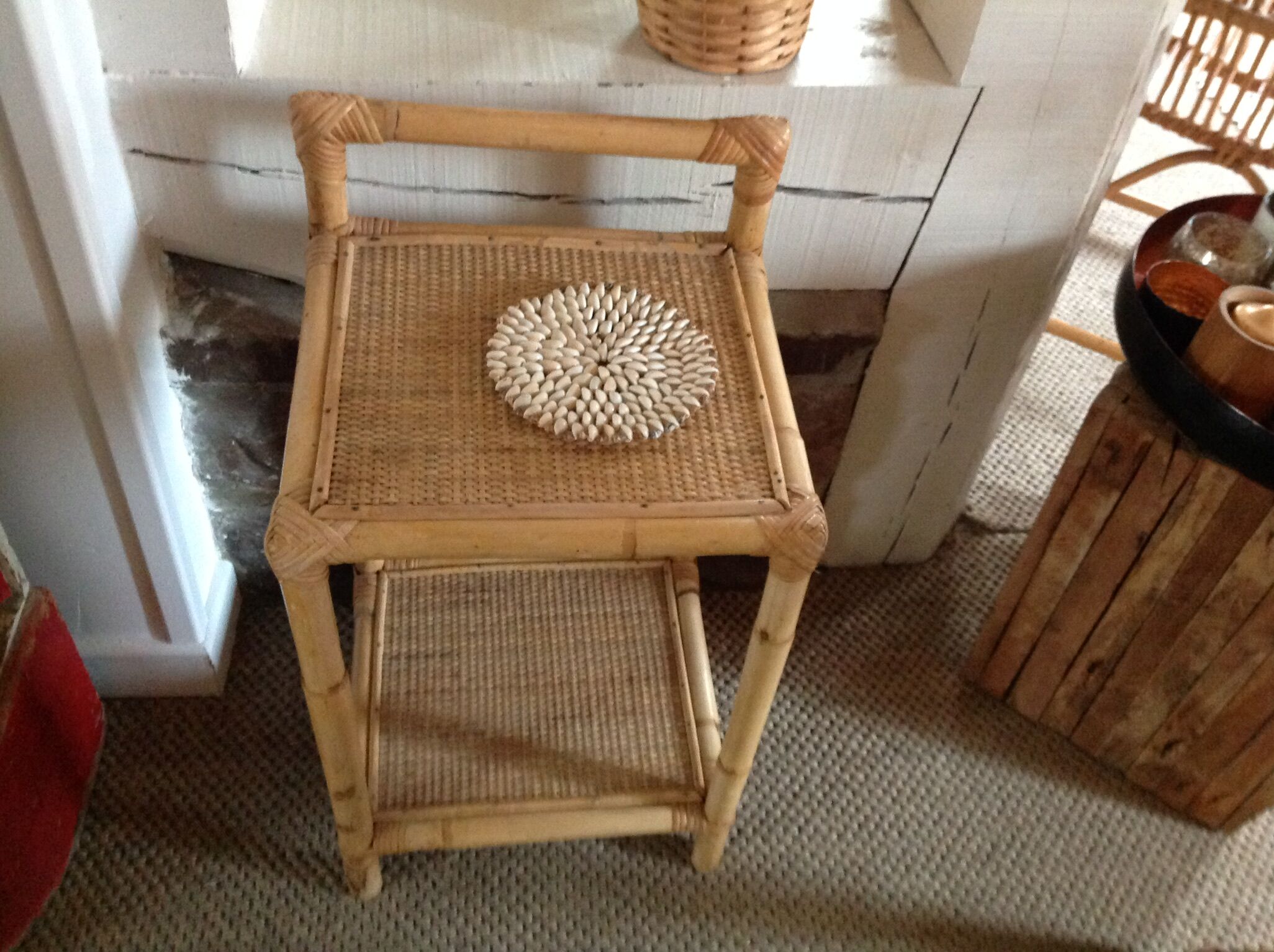Rattan side table