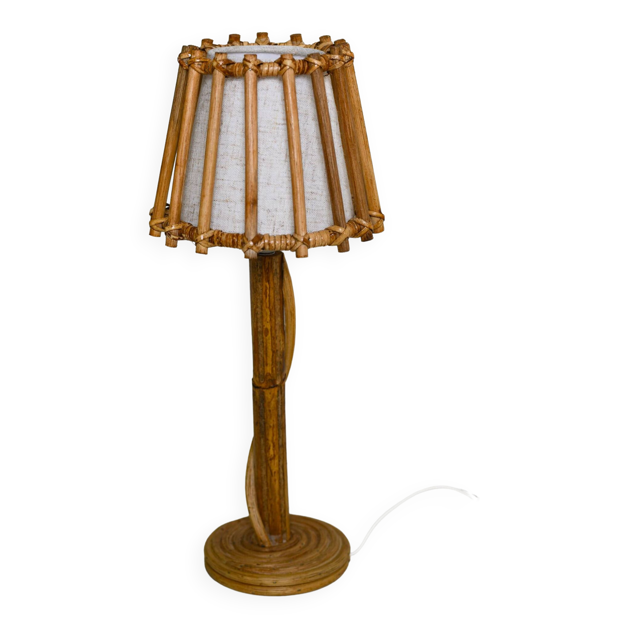 Lampe de table en roseau crayon moder du milieu du siècle