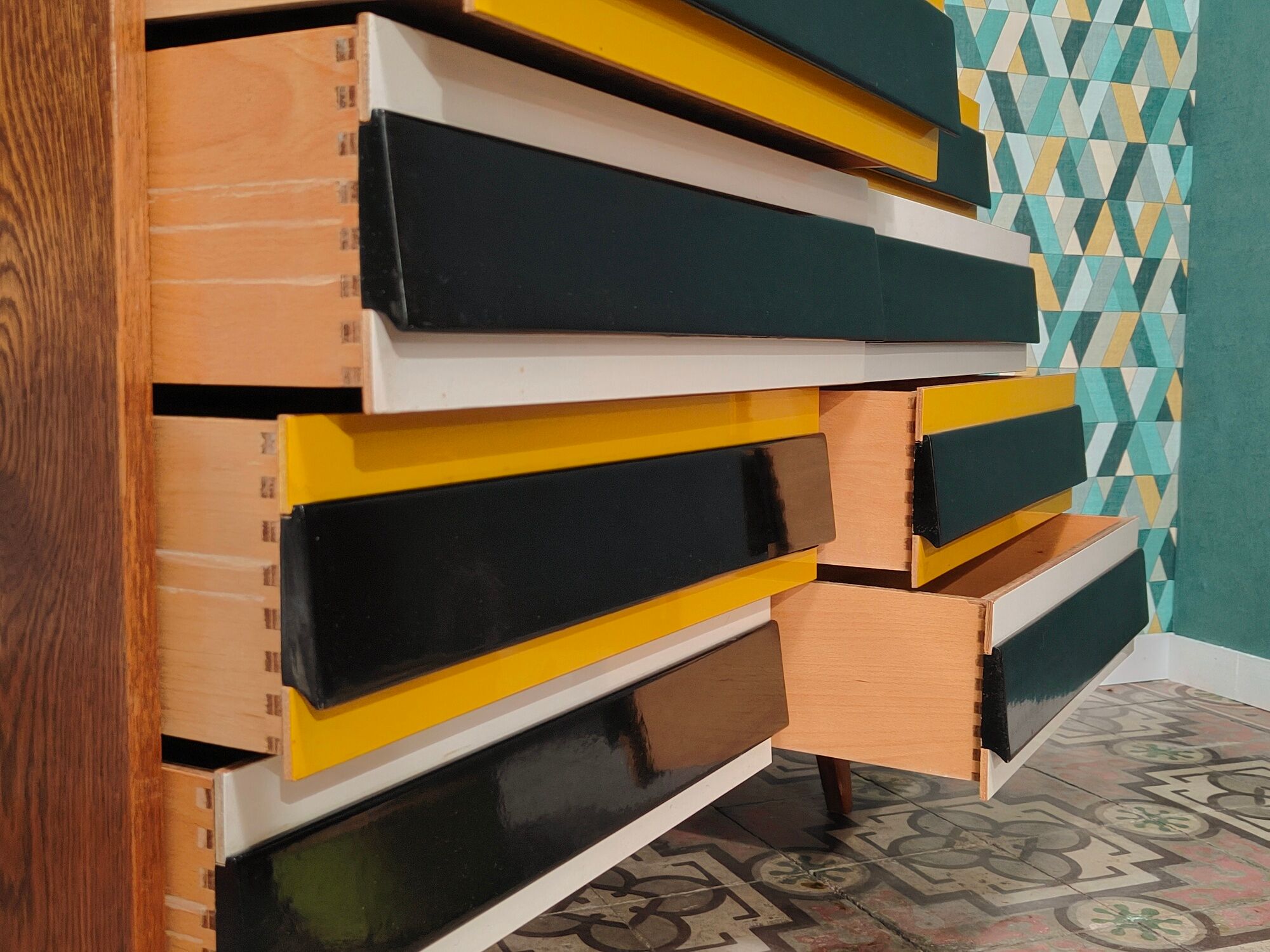 Chest of drawers U 453 Yellow by Jiri Jiroutek for Interier Praha, old edition from 1962