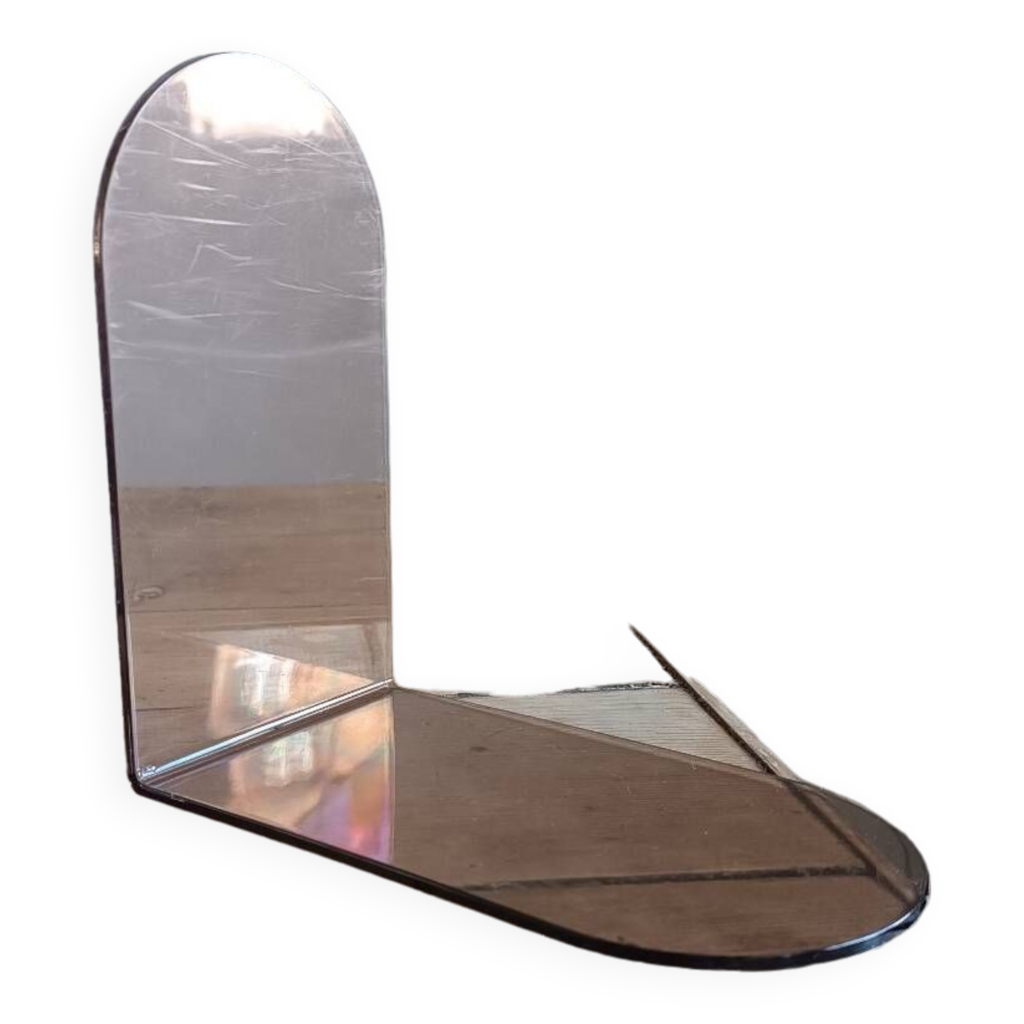 Smoked plexiglass bookend 1970