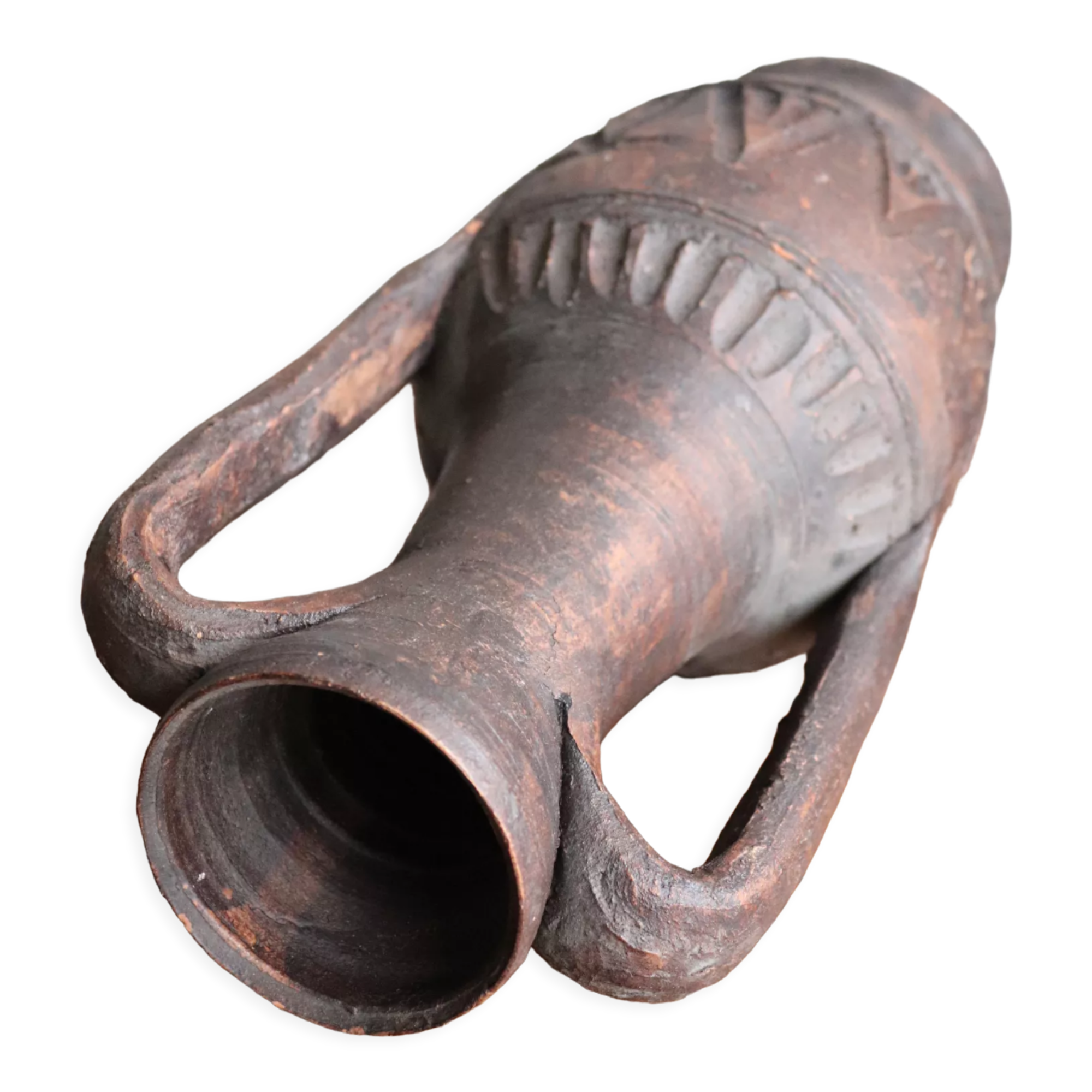 Terracotta amphora vase