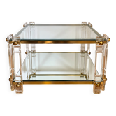 Vintage side table in plexiglass, brass, glass and mirror – years