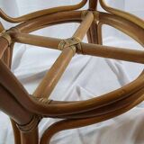 Table with rattan legs and glass top, 1970