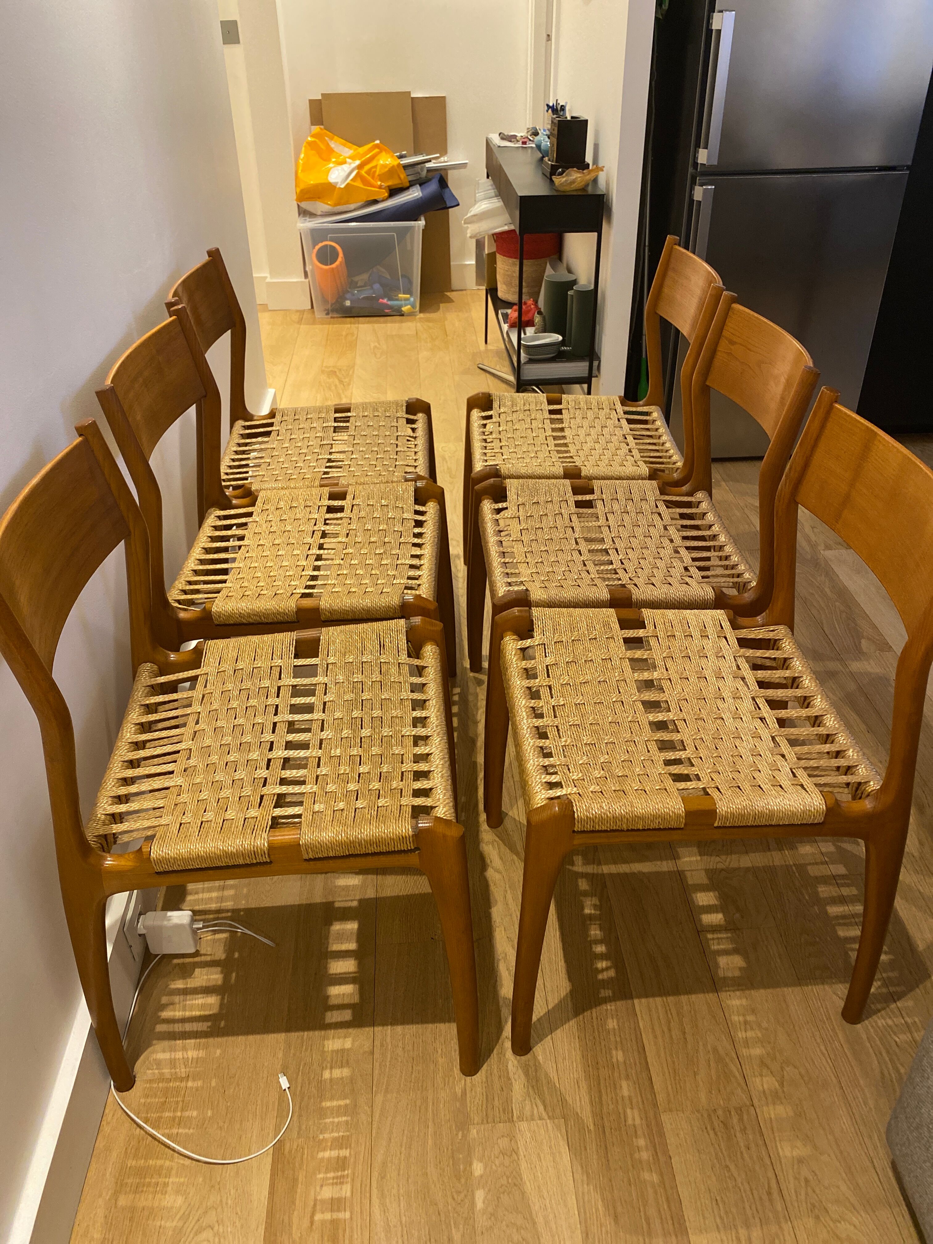 6 chaises vintage bois et corde