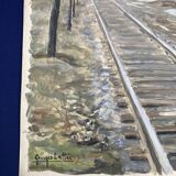 Georges lattès (1907-1989), gennevilliers station, watercolor and gouache