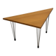 Vintage Danish triangular side table with hairpin legs design