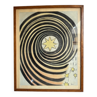 Abstract monogrammed EM – Cosmic spiral and stars