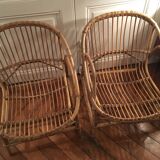 Paire de fauteuils en rotin