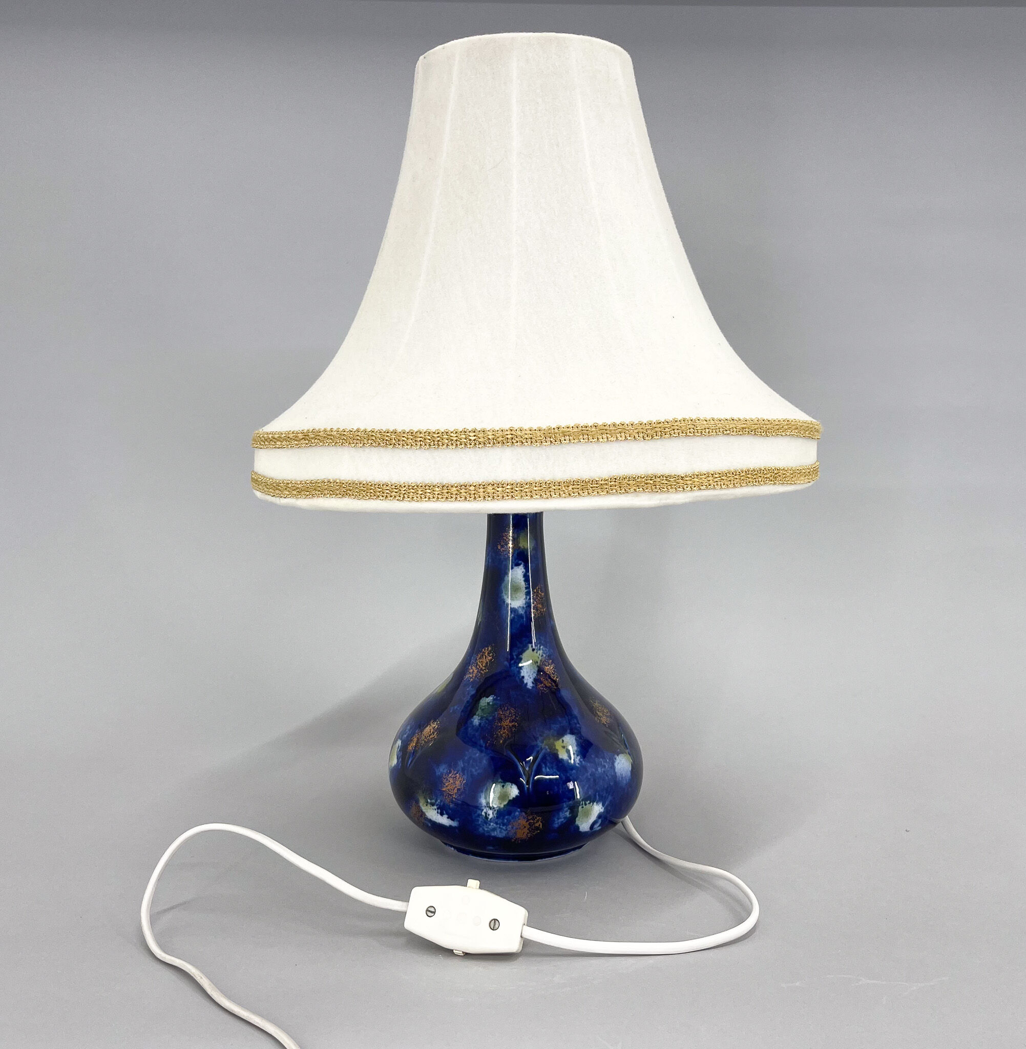 Mid-century Ceramic & Fabric Table Lamp, Czechoslovakia