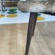 Faux fur chair with patterns & tapered dark wood legs