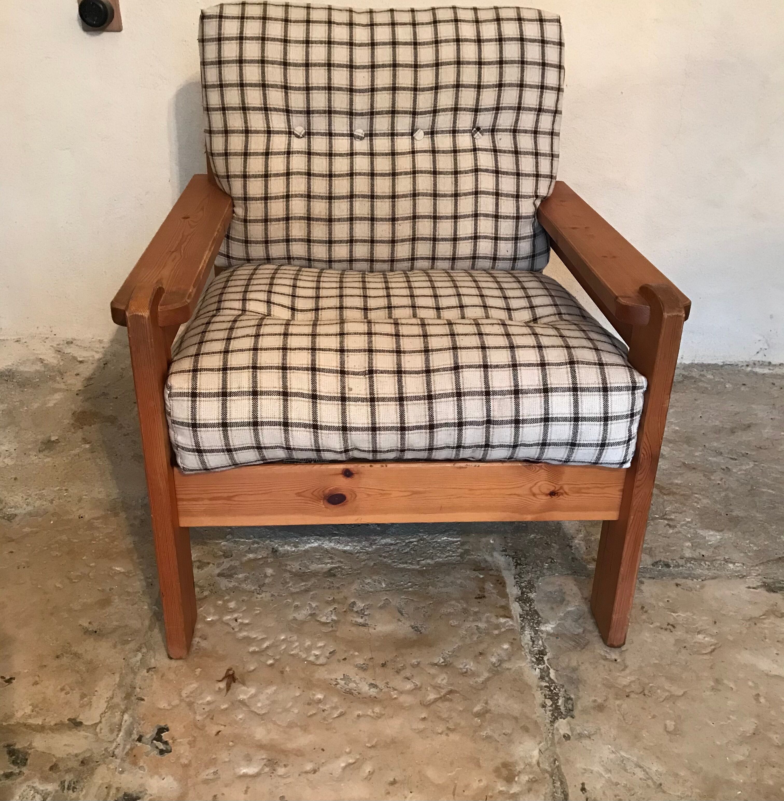 Vintage pine chair style Swedish chalet 1960-1980