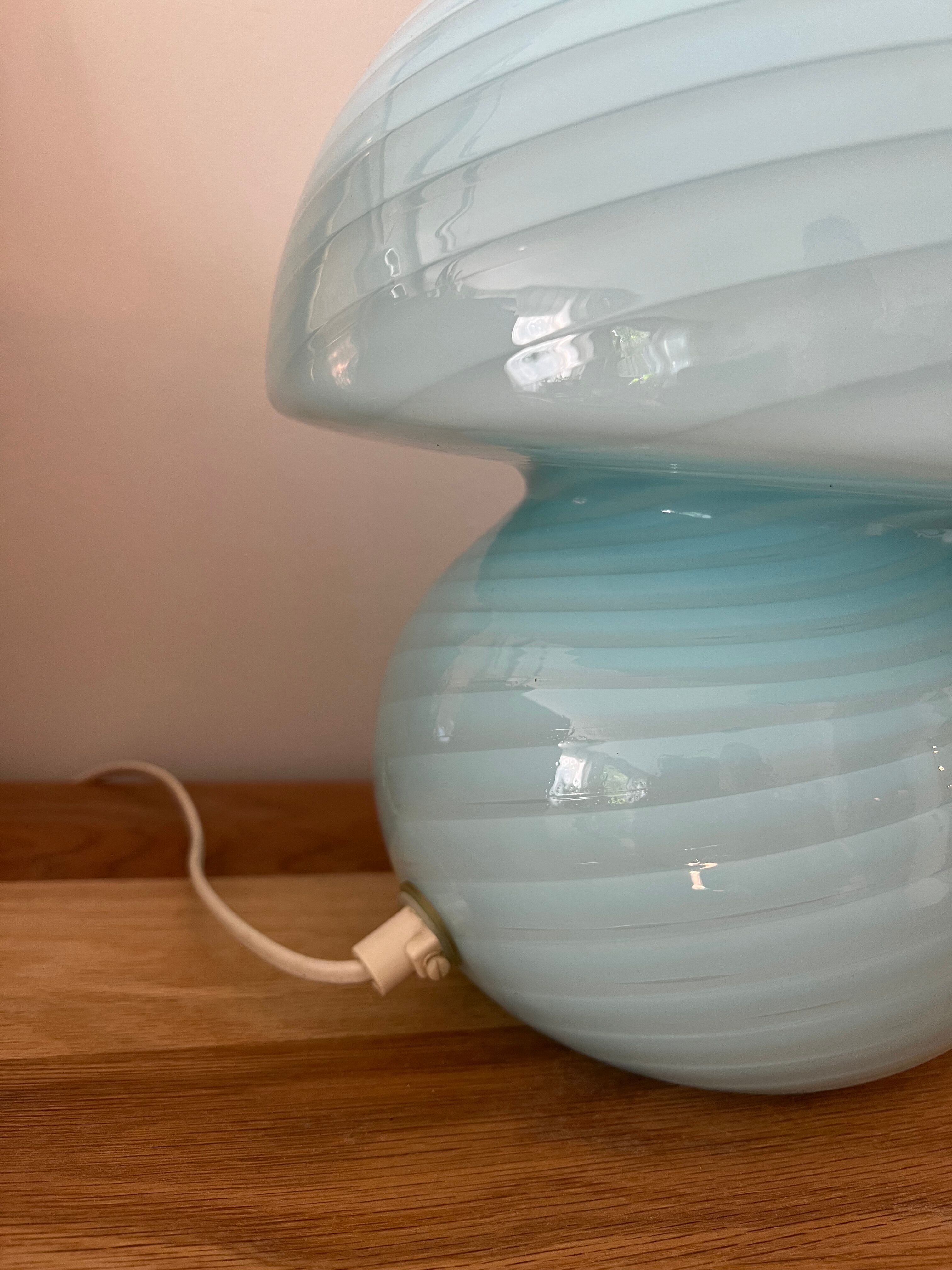 Mushroom lamp whirlpool blue Murano glass