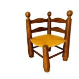 Corner chair wood and straw