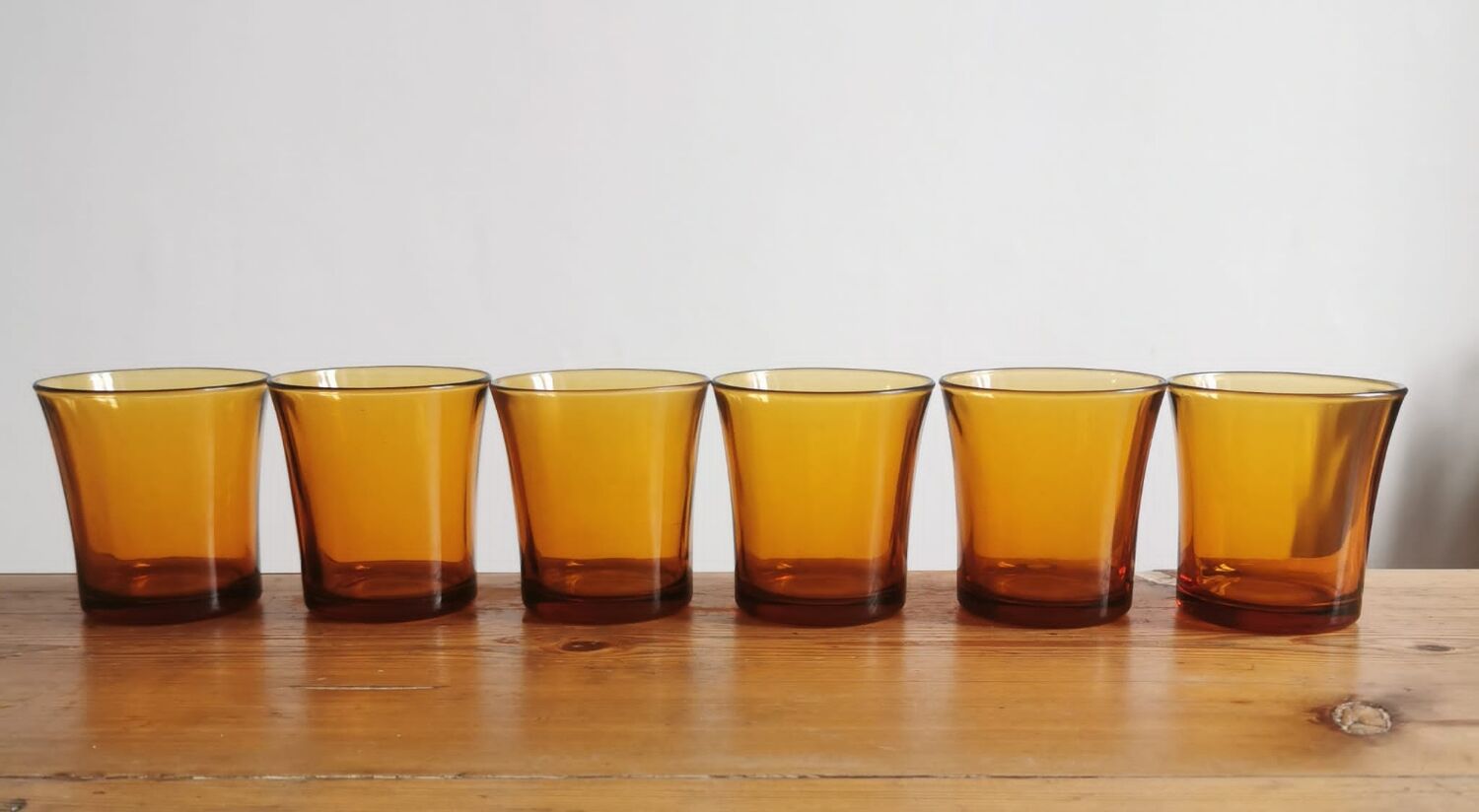 Set of 6 Duralex amber glasses