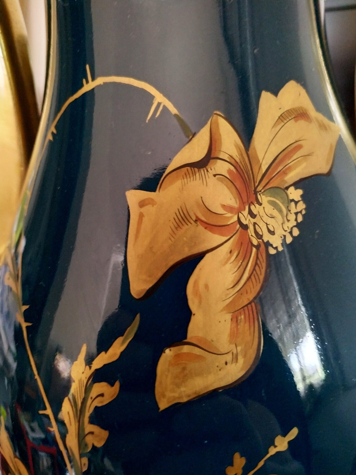Pair of large vases Jaget and Pinon decoration with poppies 1920