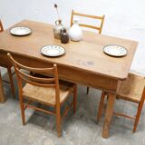 Table à manger de ferme, vintage en bois