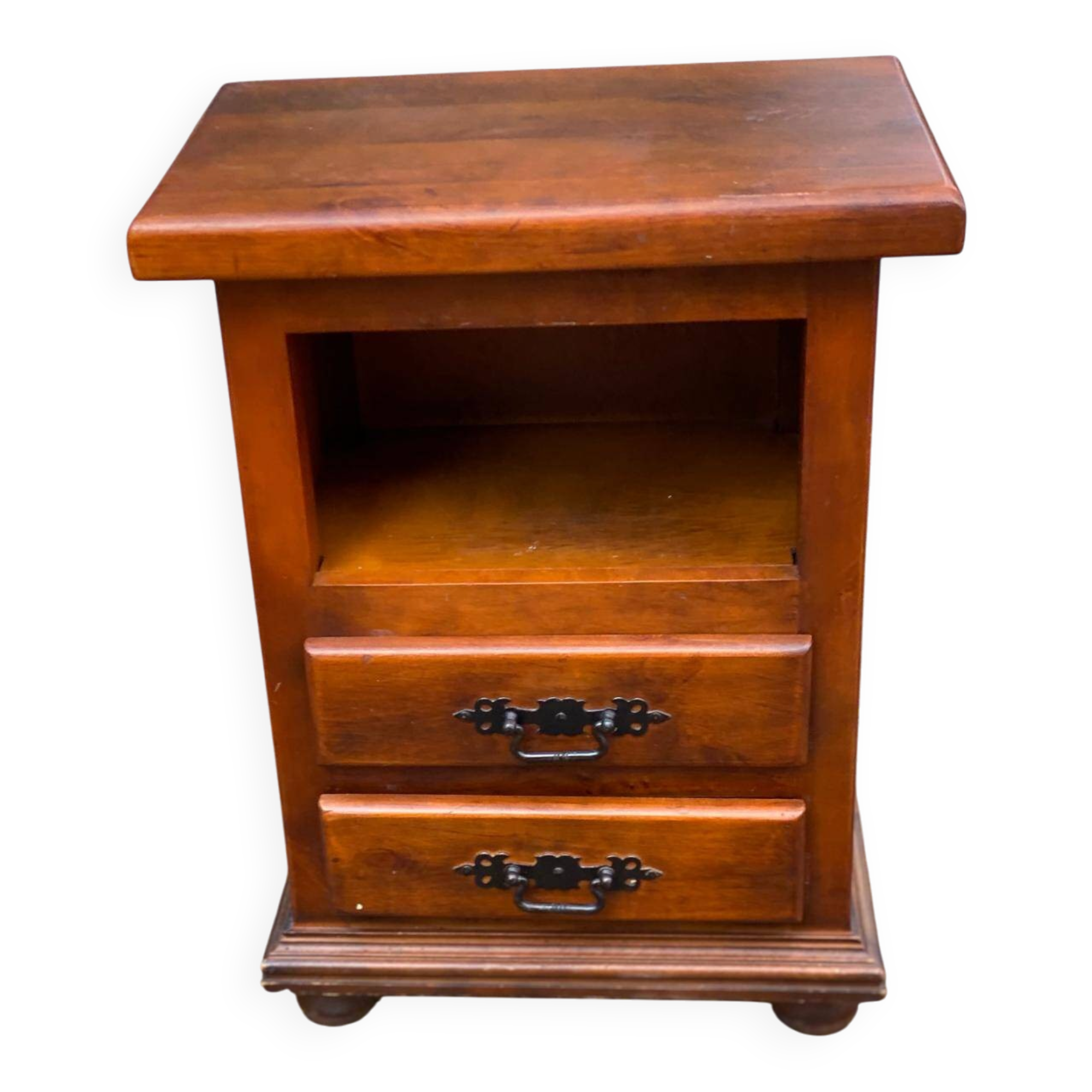 Louis XIV bedside table in solid wood with 2 drawers.