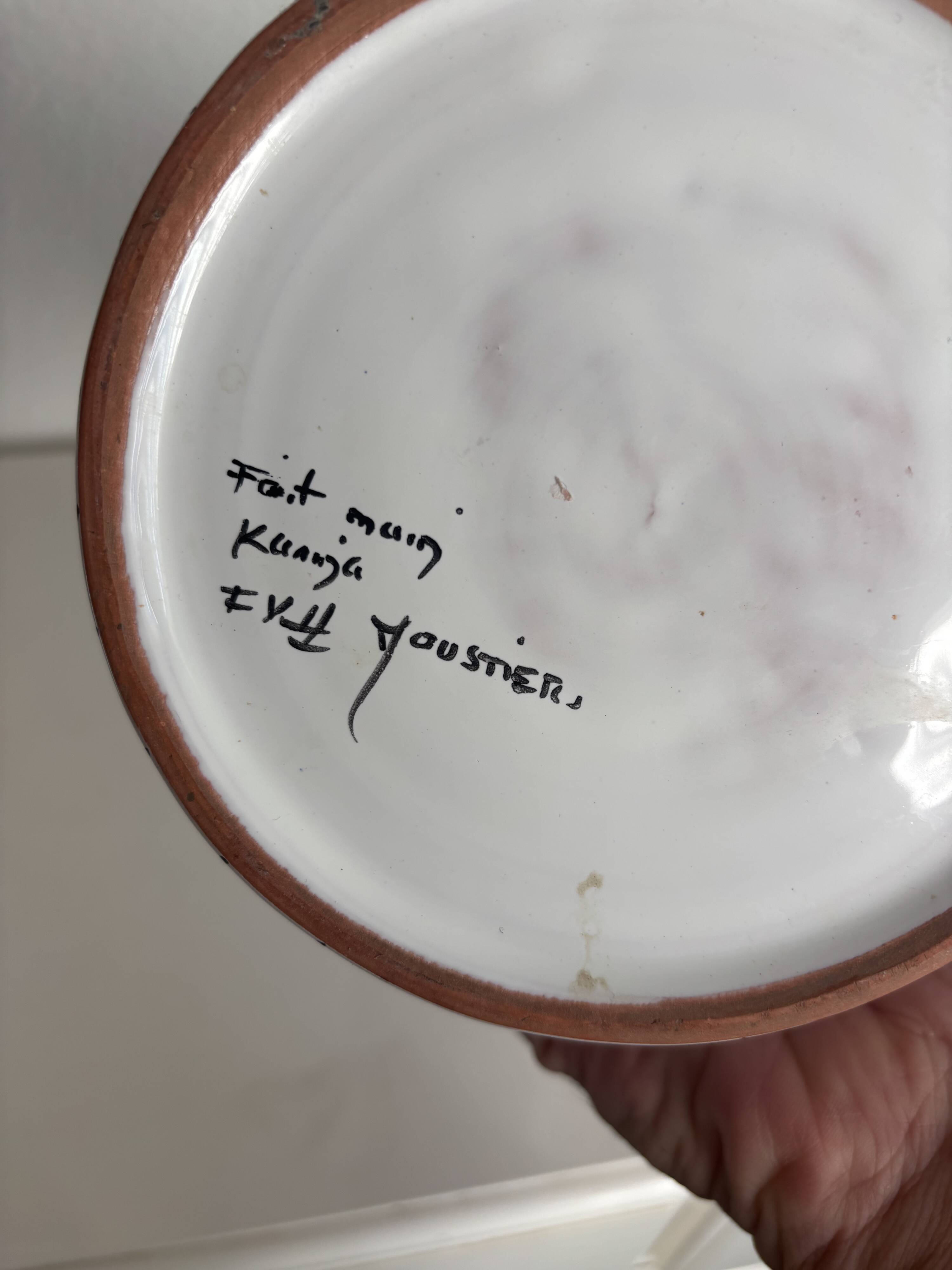 Vintage 1970 Moustiers ceramic faience vase - 26 cm