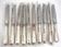Christofle model Chinon, 10 table knives, of which 9 are intact under sealed blisters.