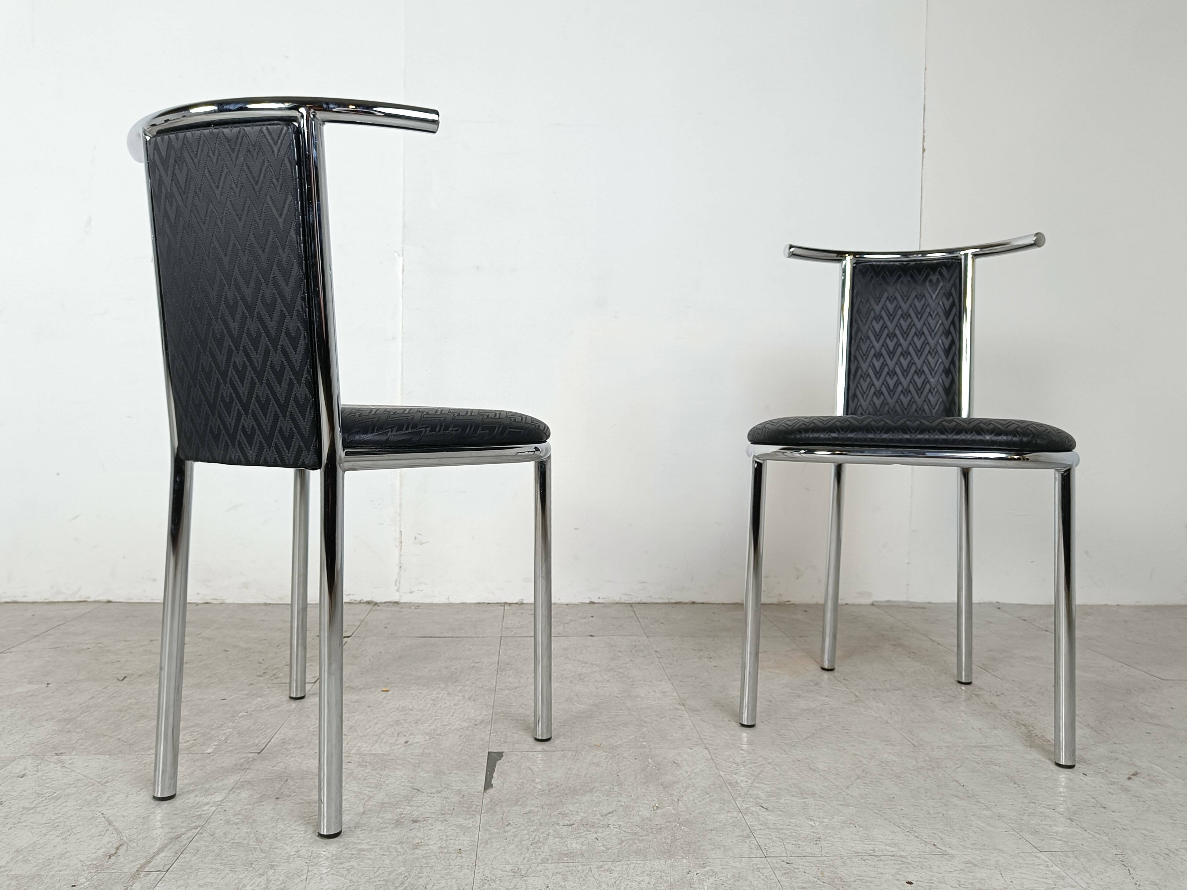 Vintage chrome postmodern dining chairs, 1980s