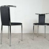 Chaises de salle à manger vintage postmodernes chromées, 1980